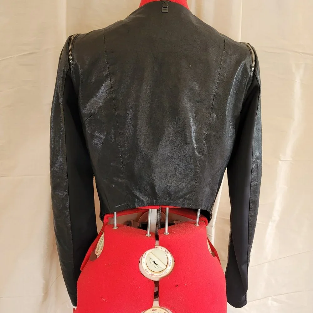 Rudsak short black leather jacket size small - Picture 6 of 7